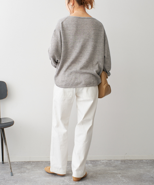 スピックアンドスパン綿麻Ｖネックニットプルオーバー　リネン　コットン　ドルマン Spick & Span - 本日まで！ スピックアンドスパン Vネック