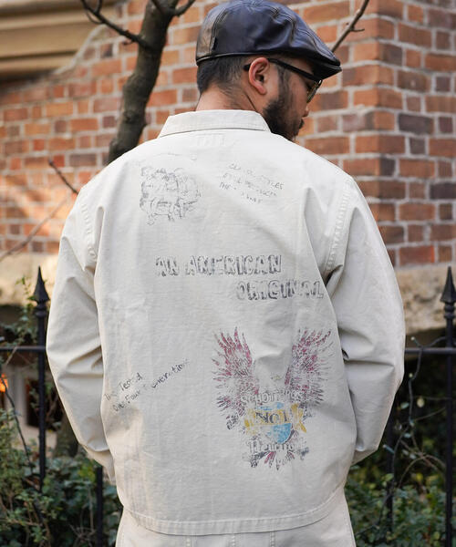schott（ショット）の「Schott/ショット/PAINT BACK SATIN COVERALL/ペイント バックサテン カバーオール（ミリタリージャケット・メンズ・ホワイト・XL/2XL/L/M）」の20枚目の写真