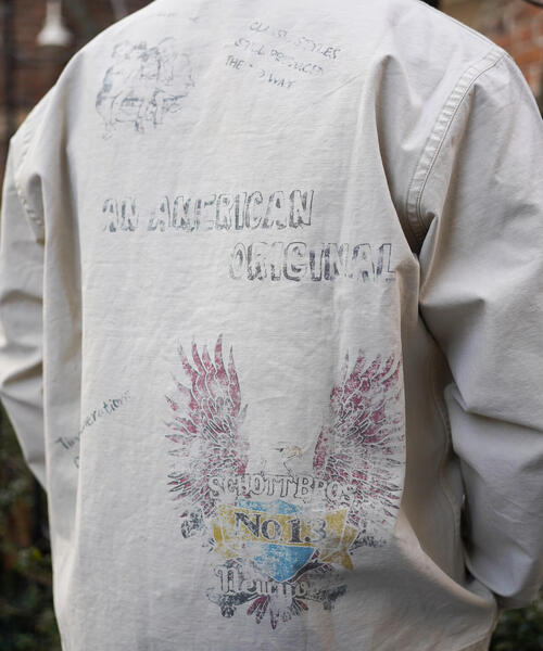 schott（ショット）の「Schott/ショット/PAINT BACK SATIN COVERALL/ペイント バックサテン カバーオール（ミリタリージャケット・メンズ・ホワイト・XL/2XL/L/M）」の22枚目の写真