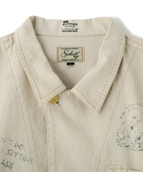 schott（ショット）の「Schott/ショット/PAINT BACK SATIN COVERALL/ペイント バックサテン カバーオール（ミリタリージャケット・メンズ・ホワイト・XL/2XL/L/M）」の11枚目の写真