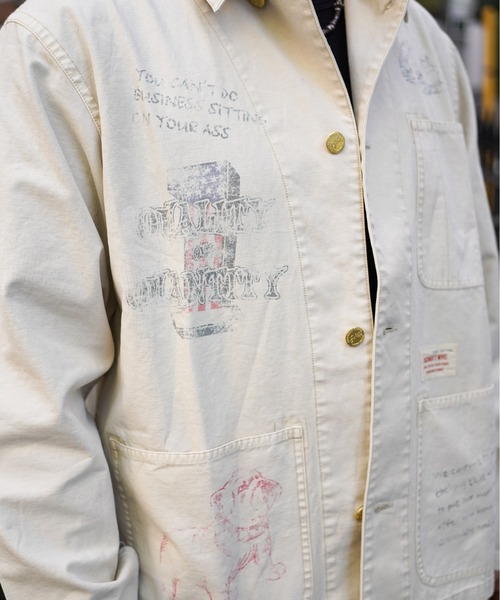 schott（ショット）の「Schott/ショット/PAINT BACK SATIN COVERALL/ペイント バックサテン カバーオール（ミリタリージャケット・メンズ・ホワイト・XL/2XL/L/M）」の5枚目の写真