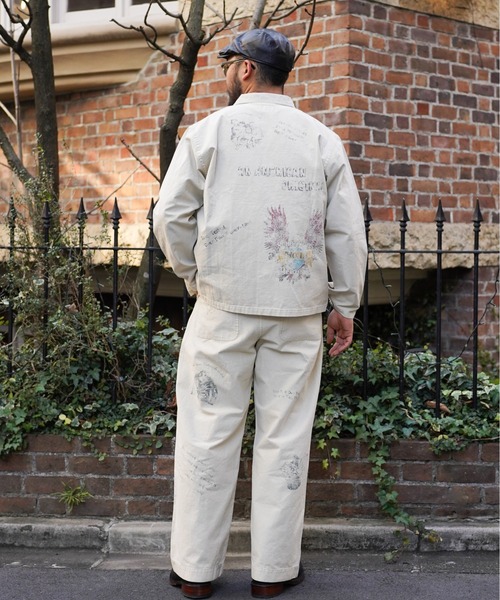 schott（ショット）の「Schott/ショット/PAINT BACK SATIN COVERALL/ペイント バックサテン カバーオール（ミリタリージャケット・メンズ・ホワイト・XL/2XL/L/M）」の8枚目の写真