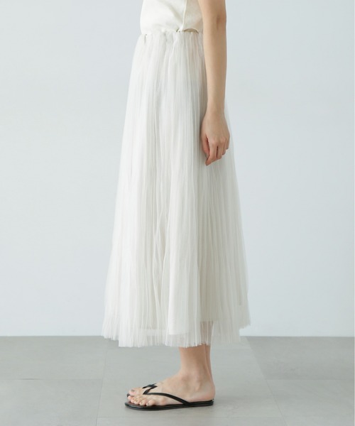 N.（N. Natural Beauty Basic）（エヌエヌナチュラルビューティーベーシック）の「ランダムプリーツチュールスカート（スカート・レディース・オフホワイト/チャコールグレー・MEDIUM/SMALL）」の11枚目の写真
