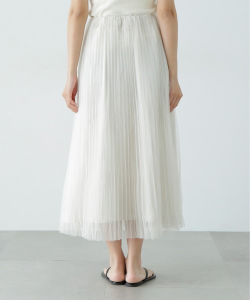N.（N. Natural Beauty Basic）（エヌエヌナチュラルビューティーベーシック）の「ランダムプリーツチュールスカート（スカート・レディース・オフホワイト/チャコールグレー・MEDIUM/SMALL）」の12枚目の写真