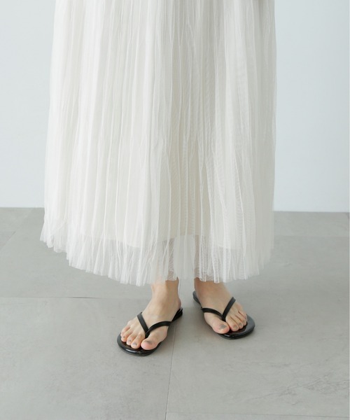 N.（N. Natural Beauty Basic）（エヌエヌナチュラルビューティーベーシック）の「ランダムプリーツチュールスカート（スカート・レディース・オフホワイト/チャコールグレー・MEDIUM/SMALL）」の14枚目の写真
