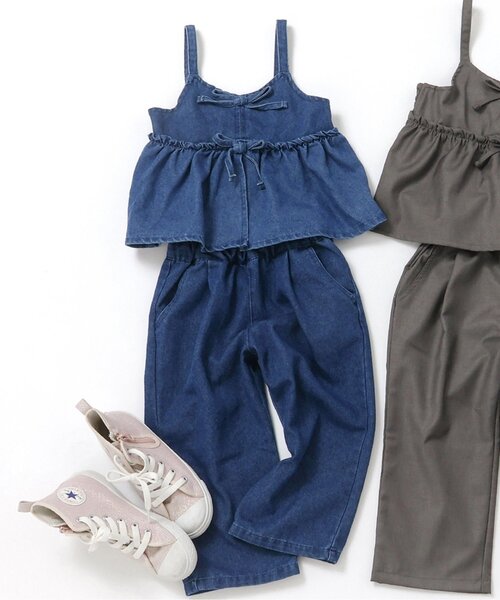 セール】【ジュニア対応】リボンビスチェ&フリルタックパンツ2Pセット