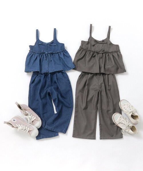 apres les cours（アプレレクール）の「【ジュニア対応】リボンビスチェ&フリルタックパンツ2Pセット（セットアップ・キッズ・インディゴブルー/チャコール/ブラック・140/90/100/110/120/130）」の22枚目の写真