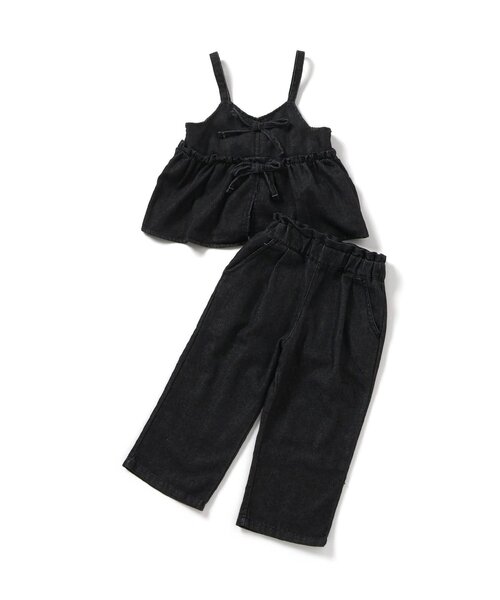 apres les cours（アプレレクール）の「【ジュニア対応】リボンビスチェ&フリルタックパンツ2Pセット（セットアップ・キッズ・インディゴブルー/チャコール/ブラック・140/90/100/110/120/130）」の20枚目の写真