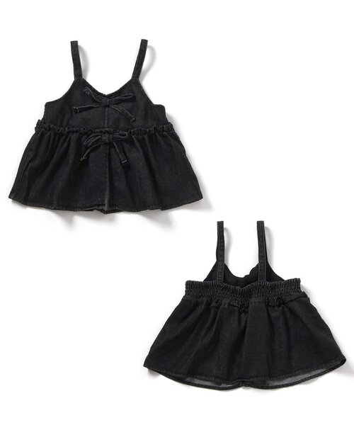 apres les cours（アプレレクール）の「【ジュニア対応】リボンビスチェ&フリルタックパンツ2Pセット（セットアップ・キッズ・インディゴブルー/チャコール/ブラック・140/90/100/110/120/130）」の6枚目の写真