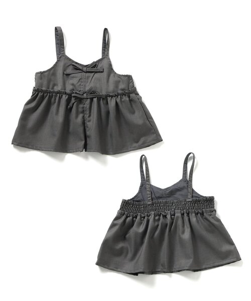 apres les cours（アプレレクール）の「【ジュニア対応】リボンビスチェ&フリルタックパンツ2Pセット（セットアップ・キッズ・インディゴブルー/チャコール/ブラック・140/90/100/110/120/130）」の7枚目の写真