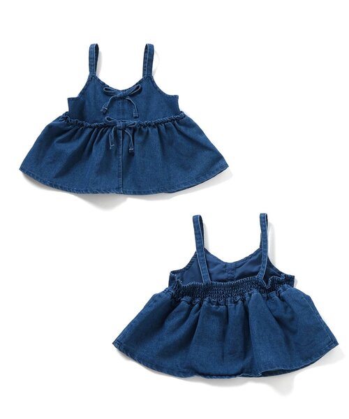 apres les cours（アプレレクール）の「【ジュニア対応】リボンビスチェ&フリルタックパンツ2Pセット（セットアップ・キッズ・インディゴブルー/チャコール/ブラック・140/90/100/110/120/130）」の8枚目の写真