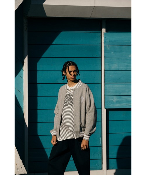 セール】EMBROIDERED LOGO SWEAT VARSITY JACKET（スタジャン