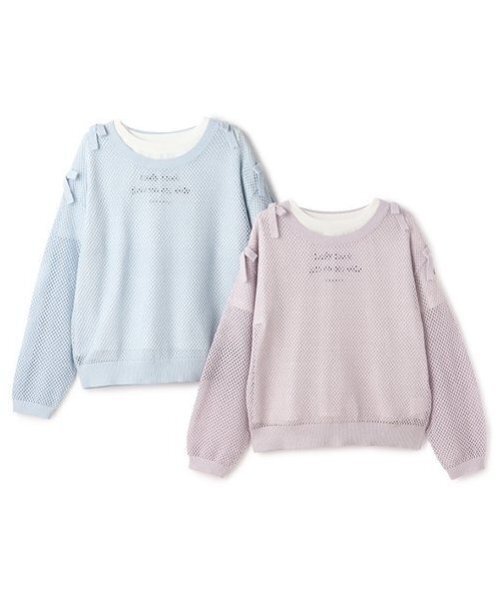 セール】ラメメッシュニット＆半袖Tシャツセット（ニット
