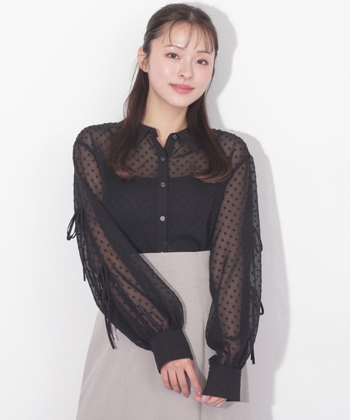 JILL by JILLSTUART◆23SS/2WAYシアーシャツ/長袖シャツ/FREE/ポリエステル/BEG/125-3110017 セール】◇バックギャザーシアーシャツ（シャツ/ブラウス