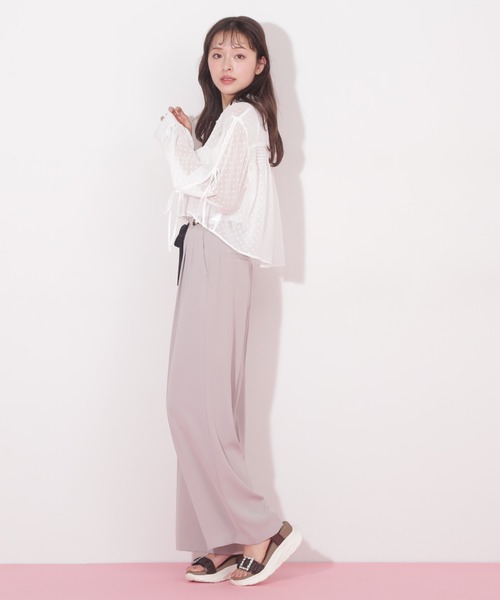 ブラウス シャツ バックギャザーシアーシャツ レディース le.coeur blanc ブラウス シャツ シアーガーゼバックギャザー