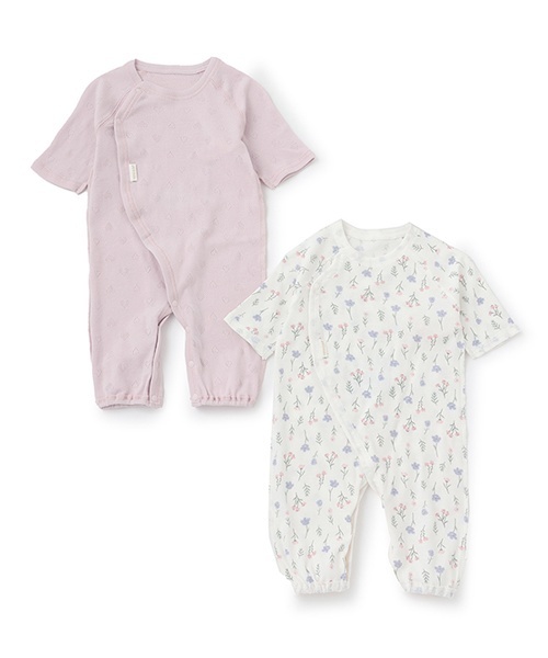 petit main（プティマイン）の「【弱酸性】7分袖2WAYオール（ロンパース・キッズ・ライトカーキ/ブルーグレー/サーモンピンク/ラベンダー・50-70cm）」の3枚目の写真