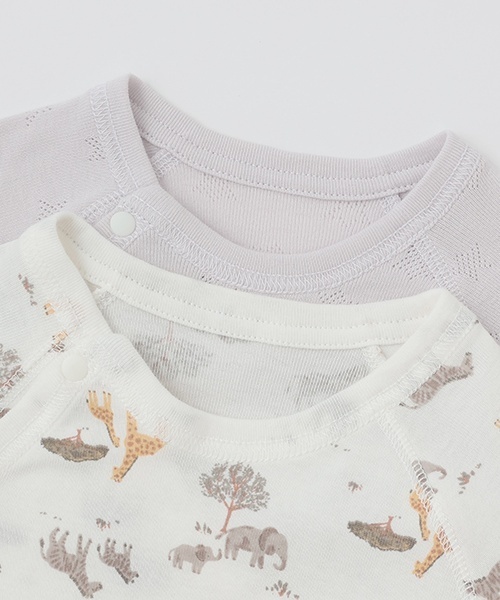 petit main（プティマイン）の「【弱酸性】7分袖2WAYオール（ロンパース・キッズ・ライトカーキ/ブルーグレー/サーモンピンク/ラベンダー・50-70cm）」の15枚目の写真