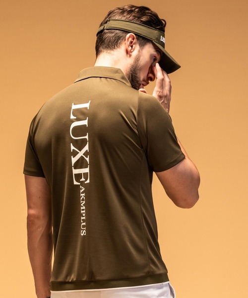 LUXEAKMPLUS(リュクスエイケイエムプラス)の「LUXEAKMPLUS(リュクスエイケイエムプラス)ゴルフ バックロゴ 半袖ポロシャツ(吸水速乾 / UVカット)(ポロシャツ・メンズ・カーキ/ホワイト/ブラック・S/M/L/XL/XXL)」の8枚目の写真
