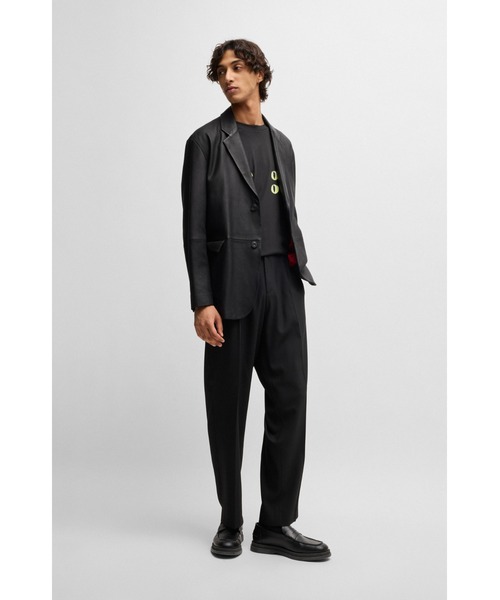 HUGO(ヒューゴ)の「コットンジャージー Tシャツ キャットアイ グラフィックプリント(Tシャツ/カットソー・メンズ・ブラック・M/XS/L/XL/S)」の4枚目の写真