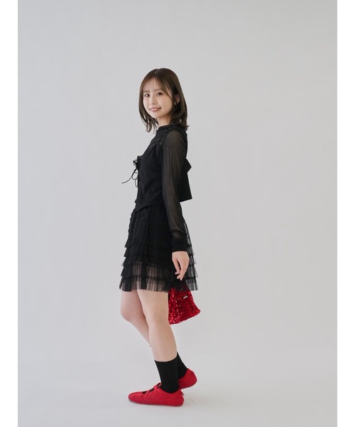 韓国 As\"on 長袖シースルートップス シースルー as