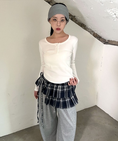 セール】【レイヤードコーデに最適！】 フリル カンカン チェック