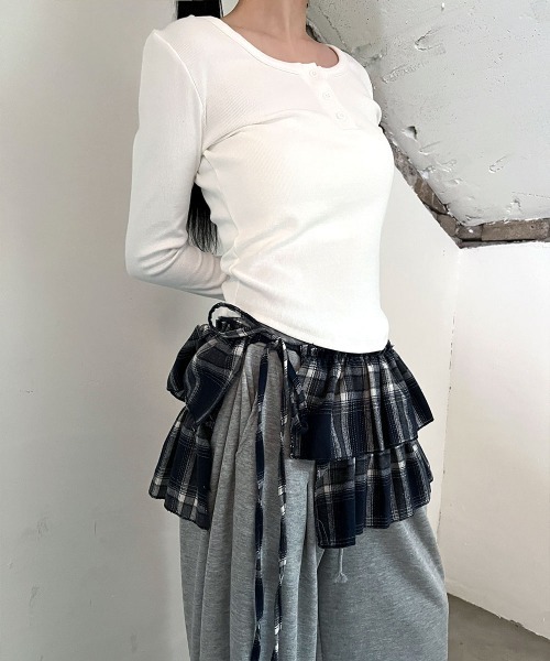 セール】【レイヤードコーデに最適！】 フリル カンカン チェック