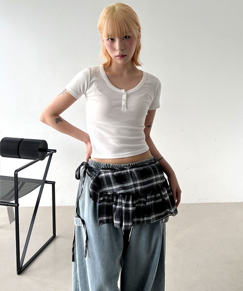 セール】【レイヤードコーデに最適！】 フリル カンカン チェック