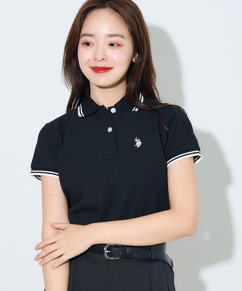 U.S. POLO ASSN.（ユーエスポロアッスン）の「U.S. POLO ASSN./ユーエスポロアッスン 別注 ライン入りワンポイント刺繍ポロシャツ　限定展開（ポロシャツ・レディース・ナチュラル/ブラック/ネイビー/イエロー/ブラウン/グレー・ﾌﾘ-）」の17枚目の写真