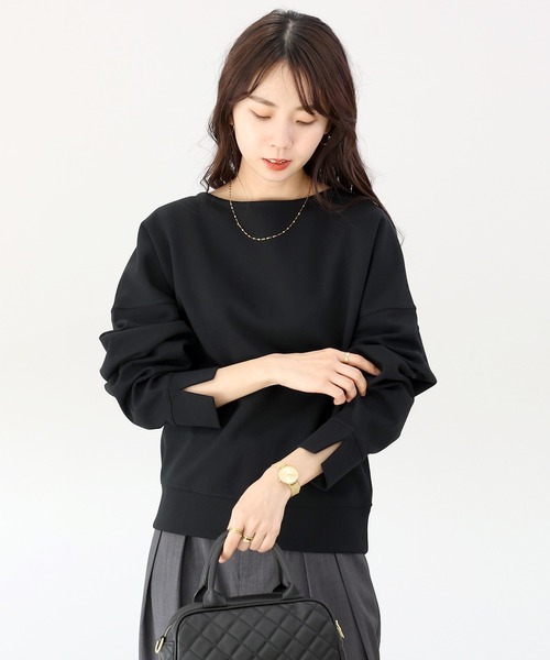 Aletta vita(アレッタビータ)の「T/Cスムースドルマンプルオーバー(Tシャツ/カットソー・レディース・ベージュ/ネイビー/ブラック・M)」の12枚目の写真