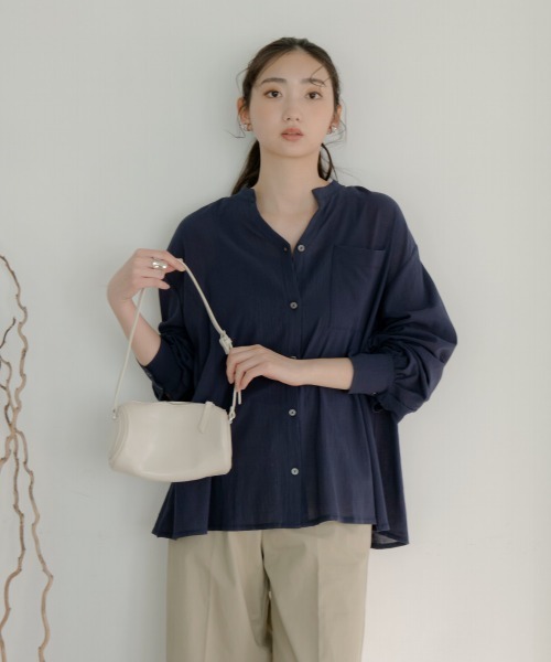 ブラウス シャツ 高身長　綿１００％スキッパーシャツ（セットアップ対応）（トールサイズ）Essenave レディース 高身長 綿100％スキッパーシャツ（セットアップ対応