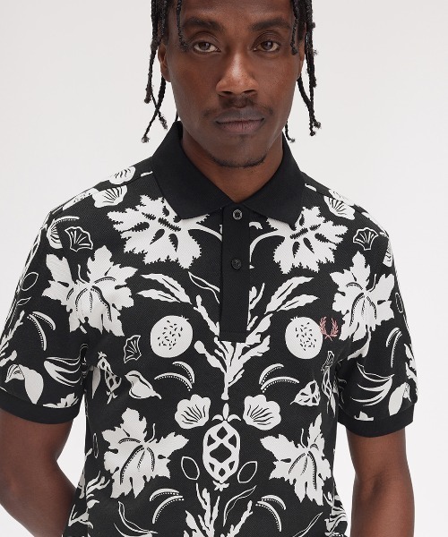 セール】Botanical Print Polo Shirt／ボタニカルプリント