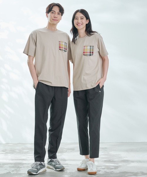 Arnold Palmer（アーノルドパーマー）の「シェア パーマーチェックリブ ポケット Tシャツ（Tシャツ/カットソー・レディース・ライトベージュ/ホワイト/ネイビー・LL/L/M/S/XS）」の5枚目の写真