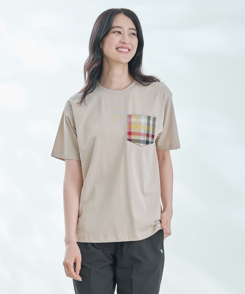 Arnold Palmer（アーノルドパーマー）の「シェア パーマーチェックリブ ポケット Tシャツ（Tシャツ/カットソー・レディース・ライトベージュ/ホワイト/ネイビー・LL/L/M/S/XS）」の15枚目の写真