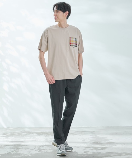 Arnold Palmer（アーノルドパーマー）の「シェア パーマーチェックリブ ポケット Tシャツ（Tシャツ/カットソー・レディース・ライトベージュ/ホワイト/ネイビー・LL/L/M/S/XS）」の12枚目の写真