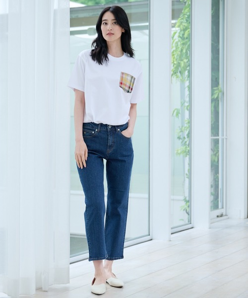 Arnold Palmer（アーノルドパーマー）の「シェア パーマーチェックリブ ポケット Tシャツ（Tシャツ/カットソー・レディース・ライトベージュ/ホワイト/ネイビー・LL/L/M/S/XS）」の10枚目の写真