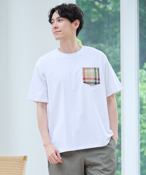 Arnold Palmer（アーノルドパーマー）の「シェア パーマーチェックリブ ポケット Tシャツ（Tシャツ/カットソー・レディース・ライトベージュ/ホワイト/ネイビー・LL/L/M/S/XS）」の7枚目の写真