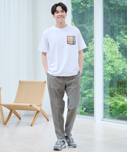 Arnold Palmer（アーノルドパーマー）の「シェア パーマーチェックリブ ポケット Tシャツ（Tシャツ/カットソー・レディース・ライトベージュ/ホワイト/ネイビー・LL/L/M/S/XS）」の8枚目の写真