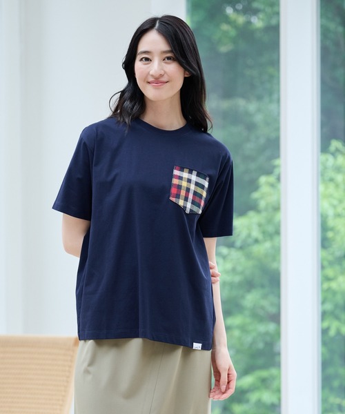 Arnold Palmer（アーノルドパーマー）の「シェア パーマーチェックリブ ポケット Tシャツ（Tシャツ/カットソー・レディース・ライトベージュ/ホワイト/ネイビー・LL/L/M/S/XS）」の19枚目の写真