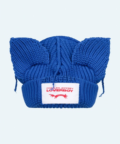 Charles Jeffrey Loverboy（チャールズジェフリーラバーボーイ）の「Charles Jeffrey LOVERBOY/チャールズジェフリーラバーボーイ/CHUNKY EARS BEANIE（ニットキャップ/ビーニー・メンズ・ブラック/ホワイト系2/エンジ/ブルー/ピンク/モスグリーン・F）」の4枚目の写真