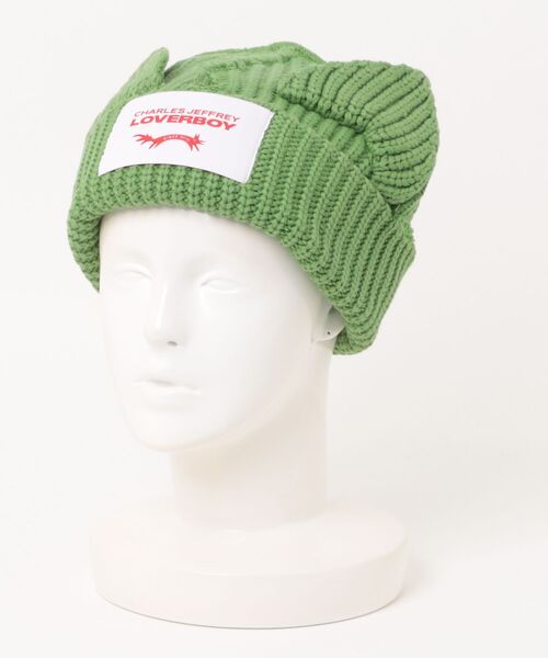 Charles Jeffrey Loverboy（チャールズジェフリーラバーボーイ）の「Charles Jeffrey LOVERBOY/チャールズジェフリーラバーボーイ/CHUNKY EARS BEANIE（ニットキャップ/ビーニー・メンズ・ブラック/ホワイト系2/エンジ/ブルー/ピンク/モスグリーン・F）」の21枚目の写真