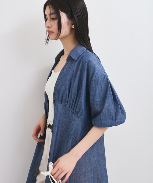 VIS(ビス)の「バルーンスリーブデニムワンピース(ワンピース・レディース・サックスブルー/ブルー・FREE)」の6枚目の写真