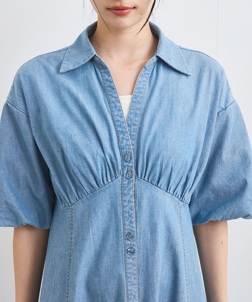 VIS(ビス)の「バルーンスリーブデニムワンピース(ワンピース・レディース・サックスブルー/ブルー・FREE)」の19枚目の写真