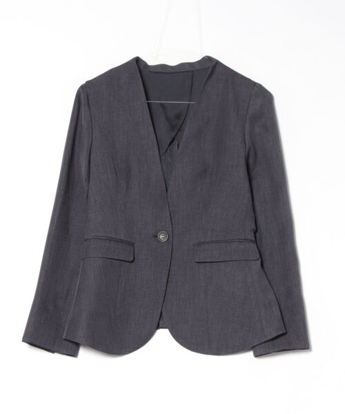 m.f.editorial(エムエフエディトリアル)の「【ストレッチ ウォッシャブル】m.f.エディトリアルレディース カラーレスジャケット 紺(セットアップ可能)(スーツジャケット・レディース・ネイビー・S/MEDIUM/LARGE/X-LARGE)」の4枚目の写真