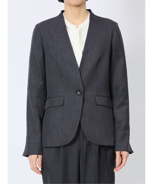 m.f.editorial(エムエフエディトリアル)の「【ストレッチ ウォッシャブル】m.f.エディトリアルレディース カラーレスジャケット 紺(セットアップ可能)(スーツジャケット・レディース・ネイビー・S/MEDIUM/LARGE/X-LARGE)」の5枚目の写真