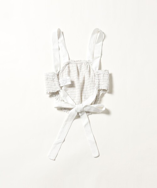 Ray BEAMS(レイビームス)の「ELINA LEBESSI / MINI TIED SMOKED TOP(キャミソール・レディース・オフホワイト・SMALL)」の5枚目の写真