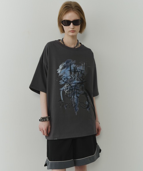 AIVER（アイバー）の「AIVER　スクリブルS/S TEE（Tシャツ/カットソー・メンズ・ブラック/チャコールグレー/アッシュグレー・SMALL/MEDIUM/LARGE）」の6枚目の写真