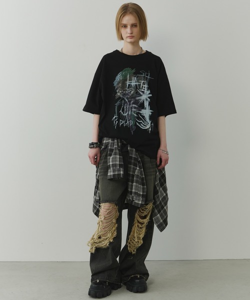 AIVER（アイバー）の「AIVER　スクリブルS/S TEE（Tシャツ/カットソー・メンズ・ブラック/チャコールグレー/アッシュグレー・SMALL/MEDIUM/LARGE）」の10枚目の写真