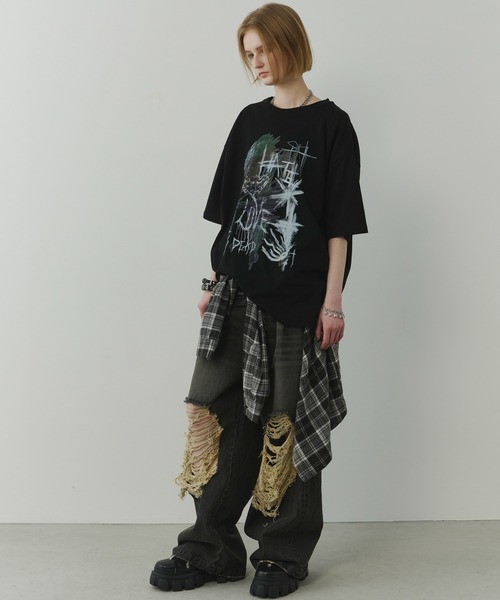 AIVER（アイバー）の「AIVER　スクリブルS/S TEE（Tシャツ/カットソー・メンズ・ブラック/チャコールグレー/アッシュグレー・SMALL/MEDIUM/LARGE）」の9枚目の写真