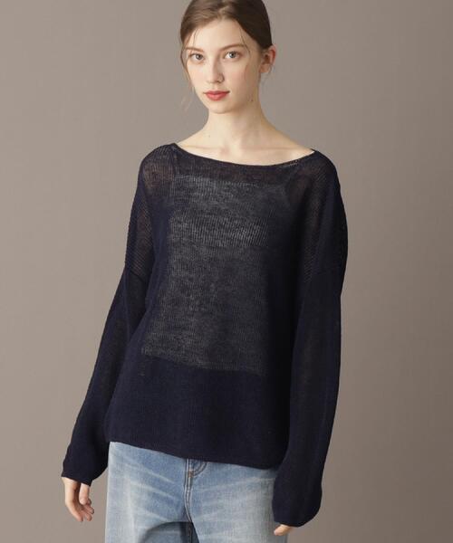 DRESSTERIOR（ドレステリア）の「【洗える/薄手/清涼感】リネンブレンドプルオーバー（ニット/セーター・レディース・オフホワイト/レッド系1/ネイビー・38/36/34）」の3枚目の写真