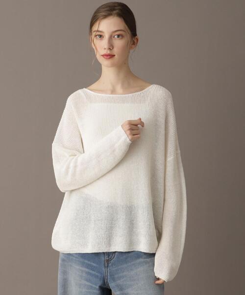 DRESSTERIOR（ドレステリア）の「【洗える/薄手/清涼感】リネンブレンドプルオーバー（ニット/セーター・レディース・オフホワイト/レッド系1/ネイビー・38/36/34）」の7枚目の写真